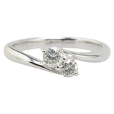 K18WG ホワイトゴールド ダイヤ0.30ct 2P リング 指輪 レディース 10.5号 【中古】